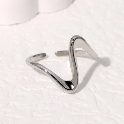 wave Rings For Women stainless steel Gold