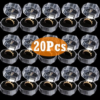 20PCS Acrylic Crystal Ring Earring Storage Display Boxes