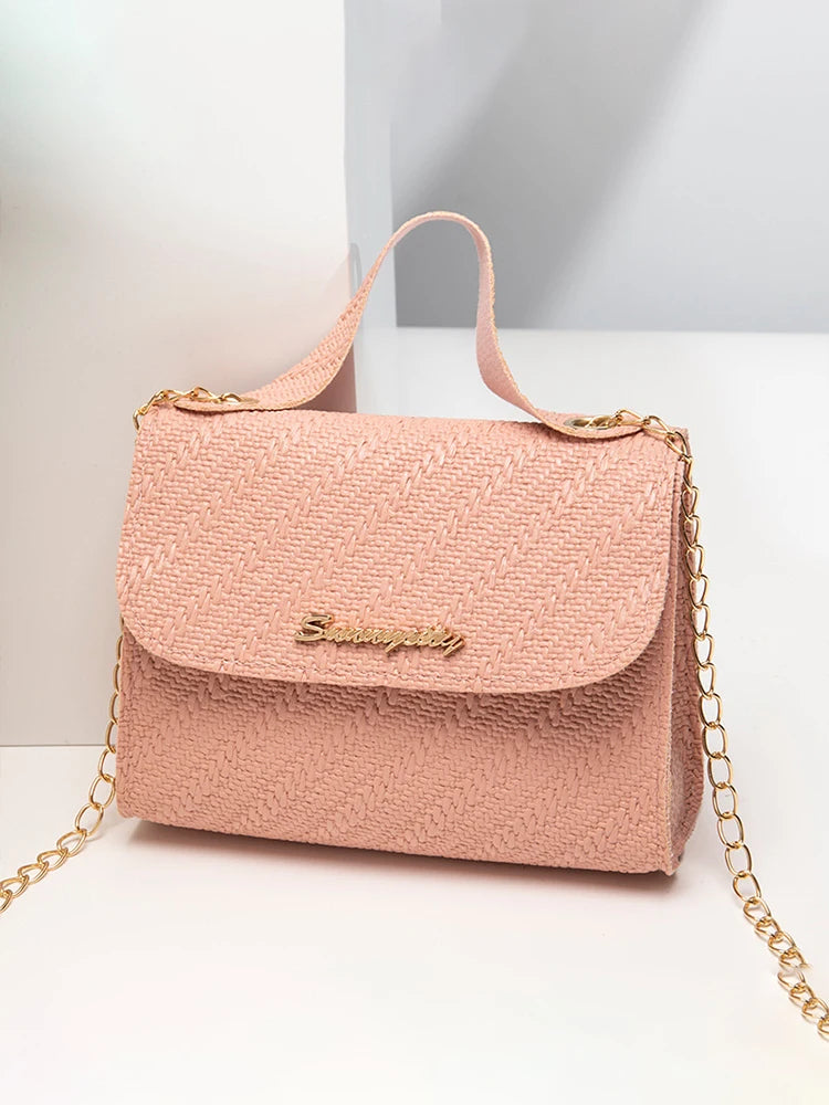 Embossing Chain Square Bag PU Leather Large Capacity Shoulder