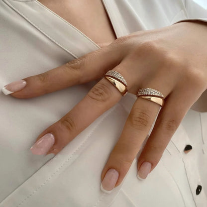 Stainless Steel 18 K Gold Plated Sun Rings for Women Natural Stone