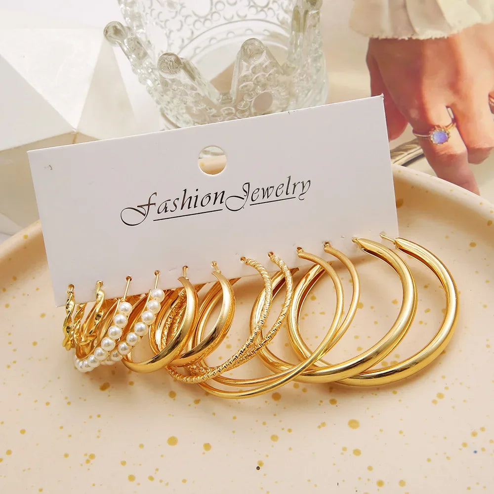 12 Pcs Boho Big Circle Hoop Earring Set for Women