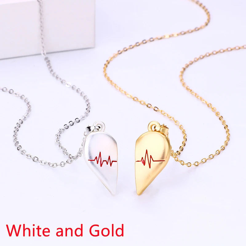 Good Simple Quality Couple Pendant Necklace Electrocardiogram