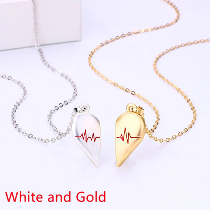 Good Simple Quality Couple Pendant Necklace Electrocardiogram