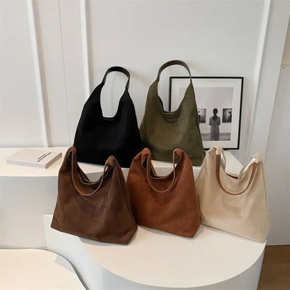 Vintage Women's Bag Large Capacity Suede Shoulder Bag