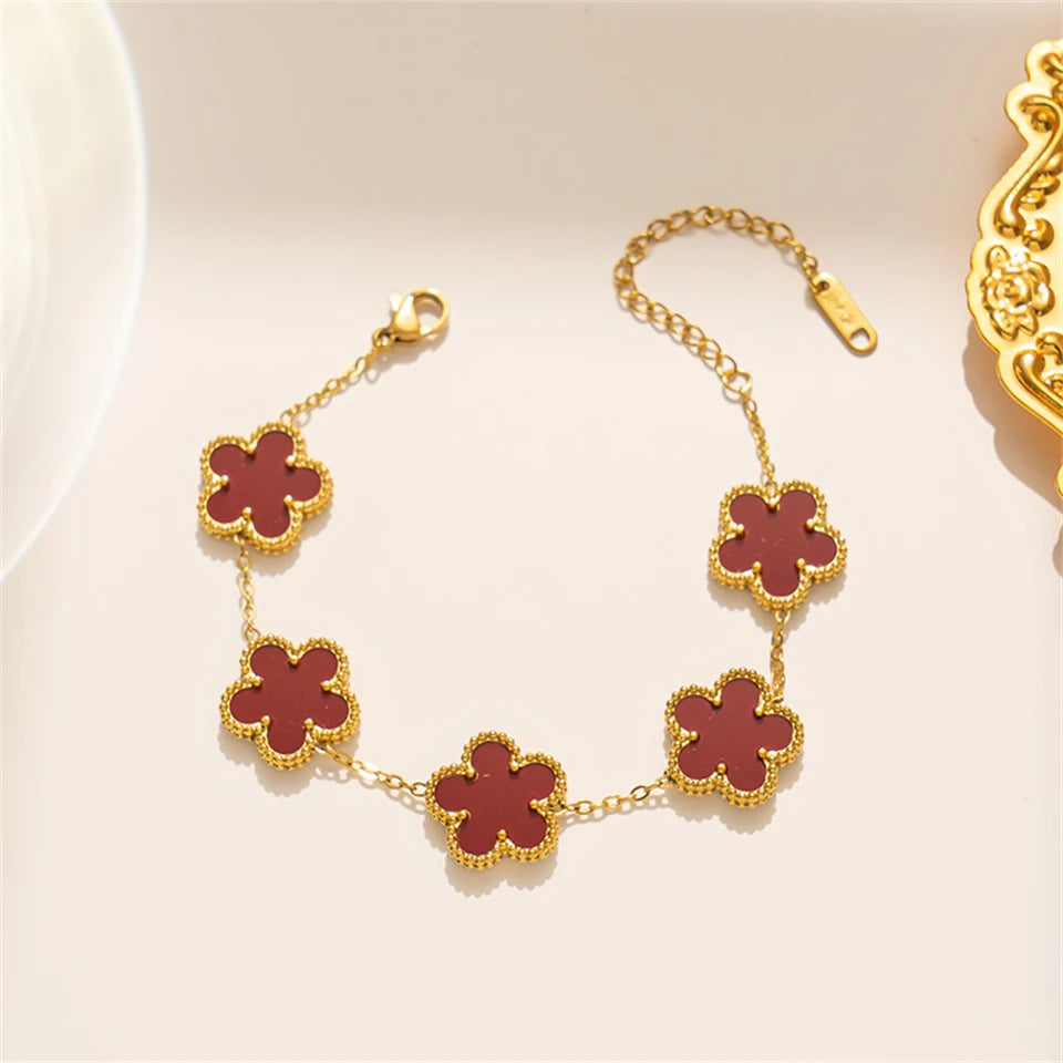 Stainless Steel Hot Selling Gold Plated Clover Charm Bracelet For Women