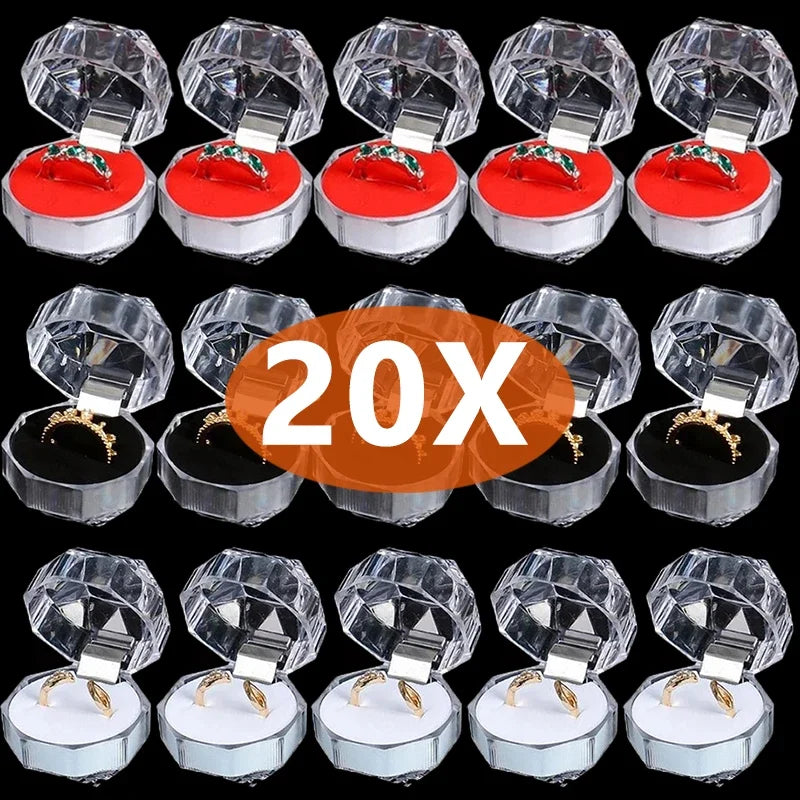 20PCS Acrylic Crystal Ring Earring Storage Display Boxes