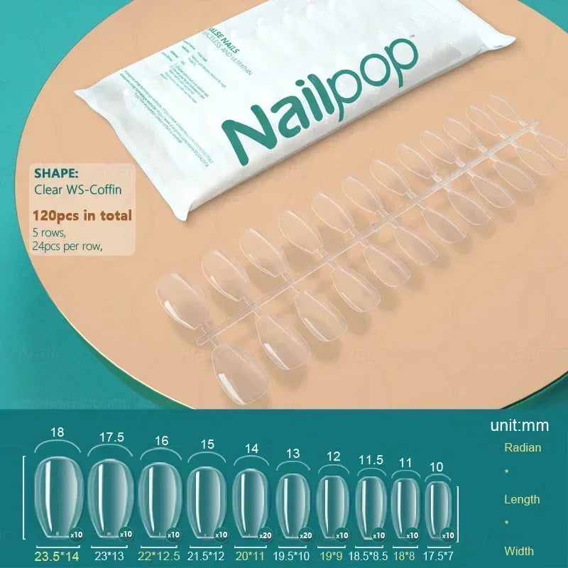 NAILPOP 120pcs Fake Nails Full Cover