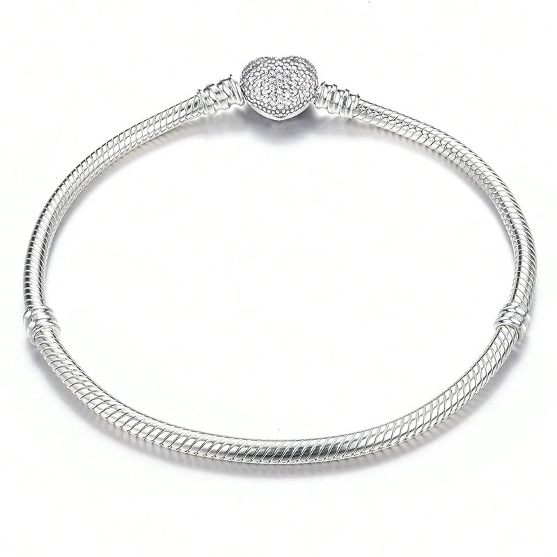 925 Sterling Silver Love Heart Simple Bracelet