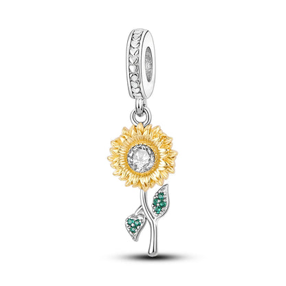 Silver Plated Travel Sunflower Lucky Charms Fit