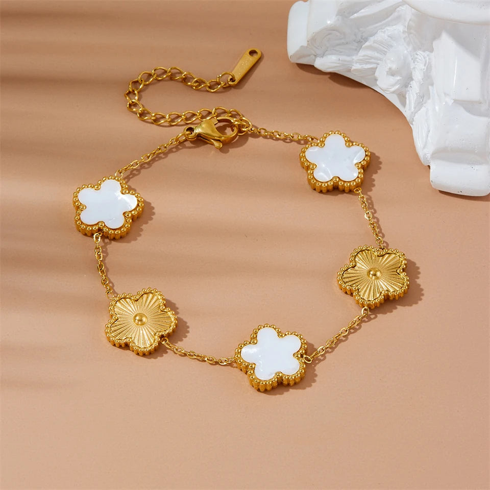 Stainless Steel Hot Selling Gold Plated Clover Charm Bracelet For Women