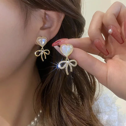 Pearl Long Earrings Women's Flower