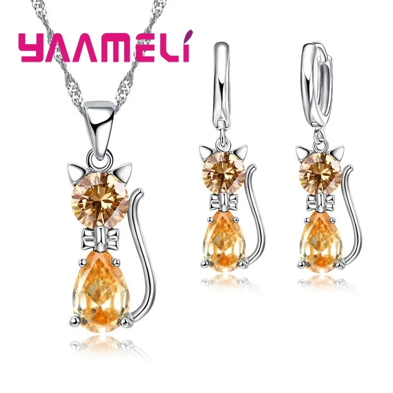 Real 925 Sterling Silver Color Jewelry Sets for Woman