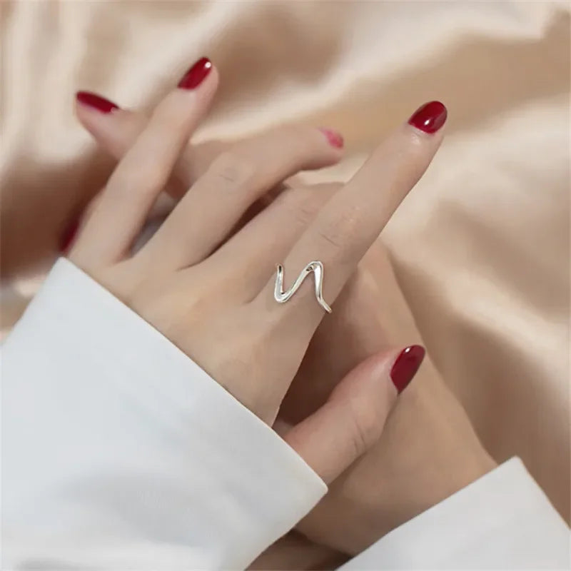 wave Rings For Women stainless steel Gold