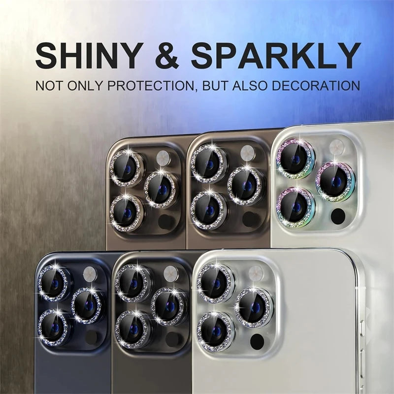 Camera Lens Protector For iPhone 11 12 13 Pro Max Mini 14 15 Pro Max Diamond Metal Protective