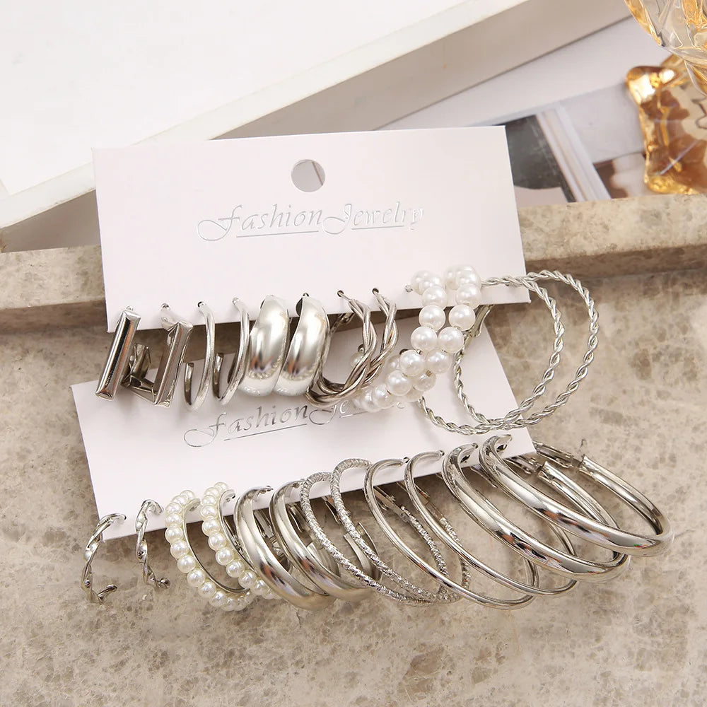 Boho Silver Color Earrings Set for Women