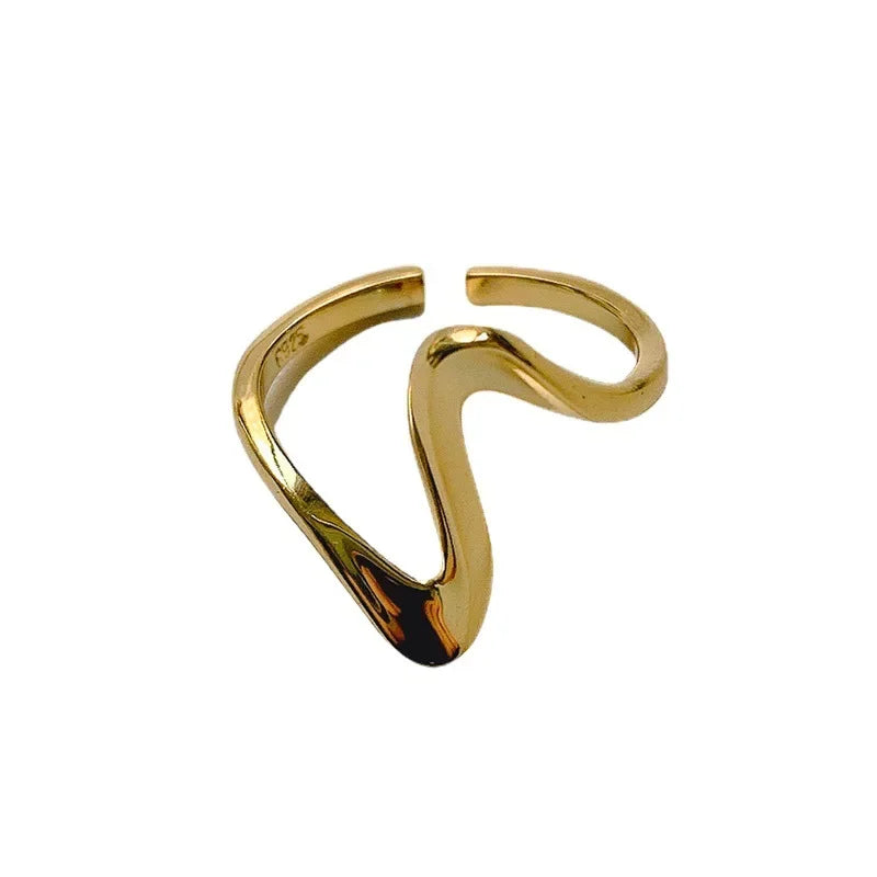 wave Rings For Women stainless steel Gold