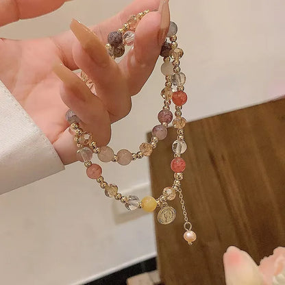 Double Crystal Beaded Bracelet Women Light Luxury