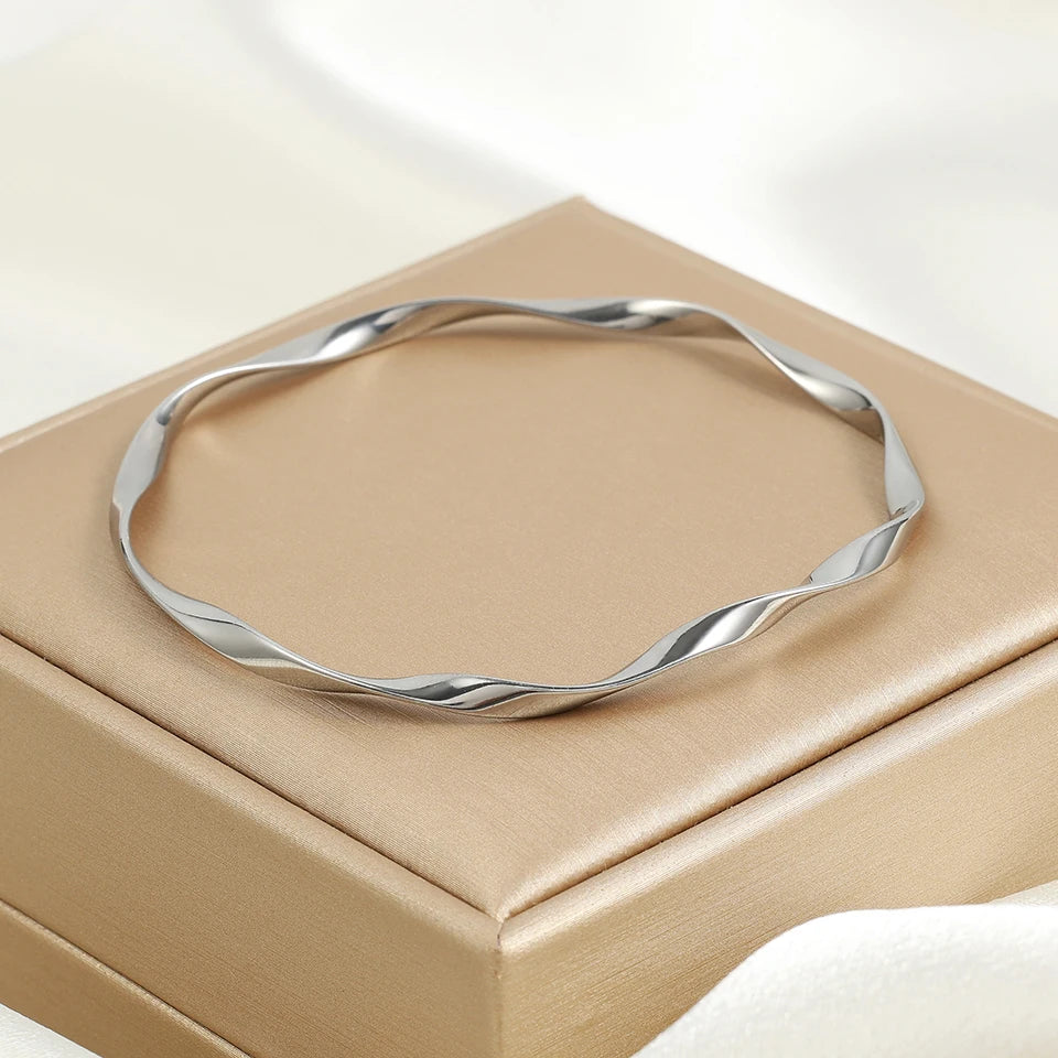 Simple Stainless Steel Gold Color Bamboo Joint Bracelet For Women