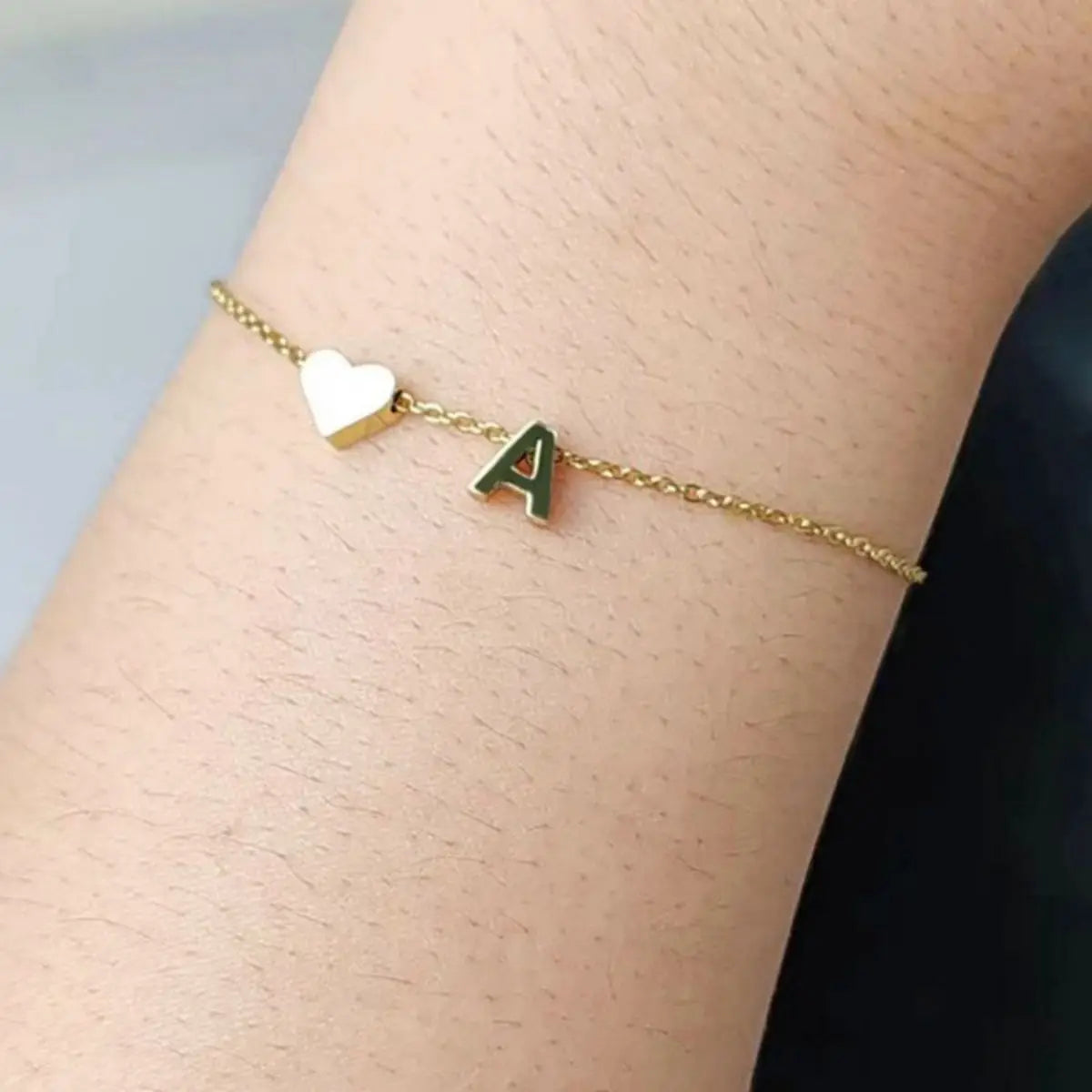 26 Letters Fashion English Initial Letter Heart Bracelet for Women