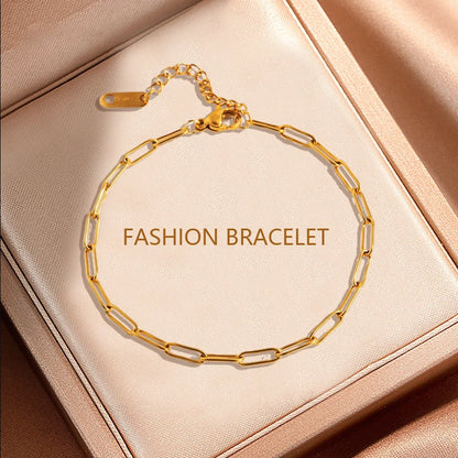 1pc Fashion Stainless Steel Simple Long Bracelet For Women