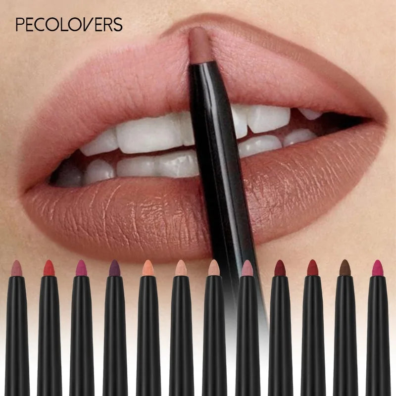 Waterproof Matte Lipliner Pencil Red Contour Tint 12 Colors