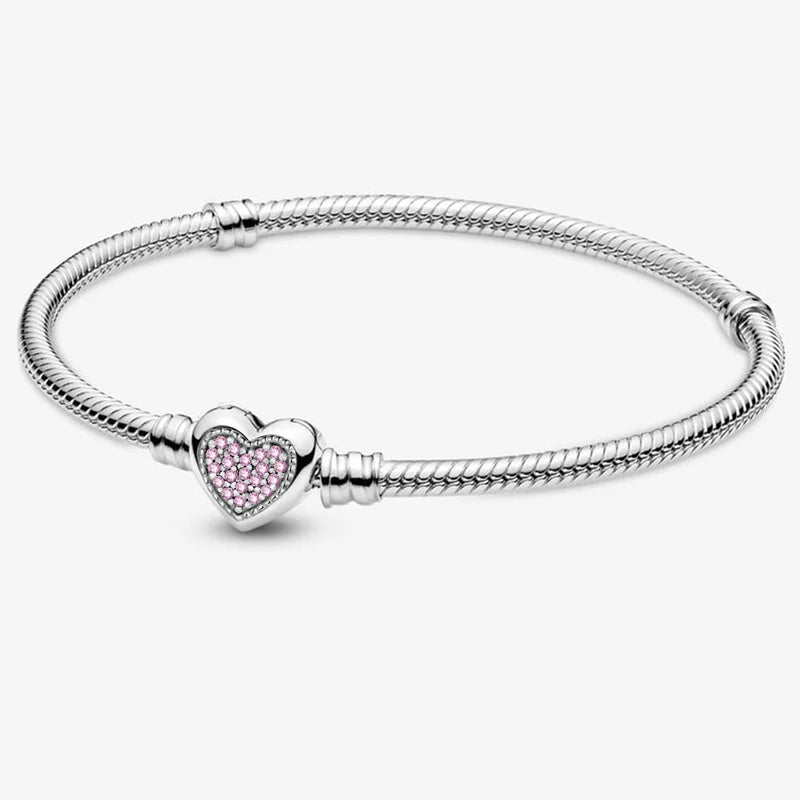 925 Sterling Silver Love Heart Simple Bracelet