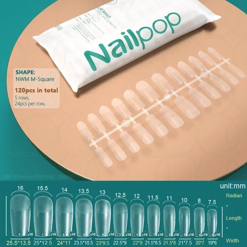 NAILPOP 120pcs Fake Nails Full Cover