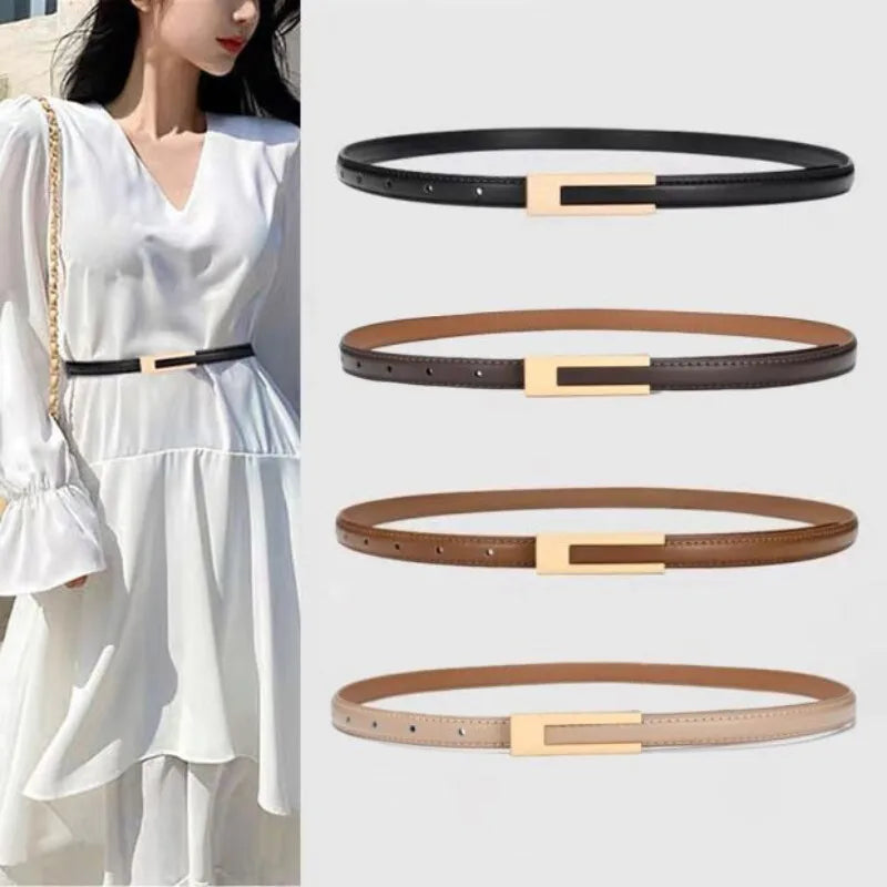 Women Korean Fashionable PU Leather Thin Waist Strap