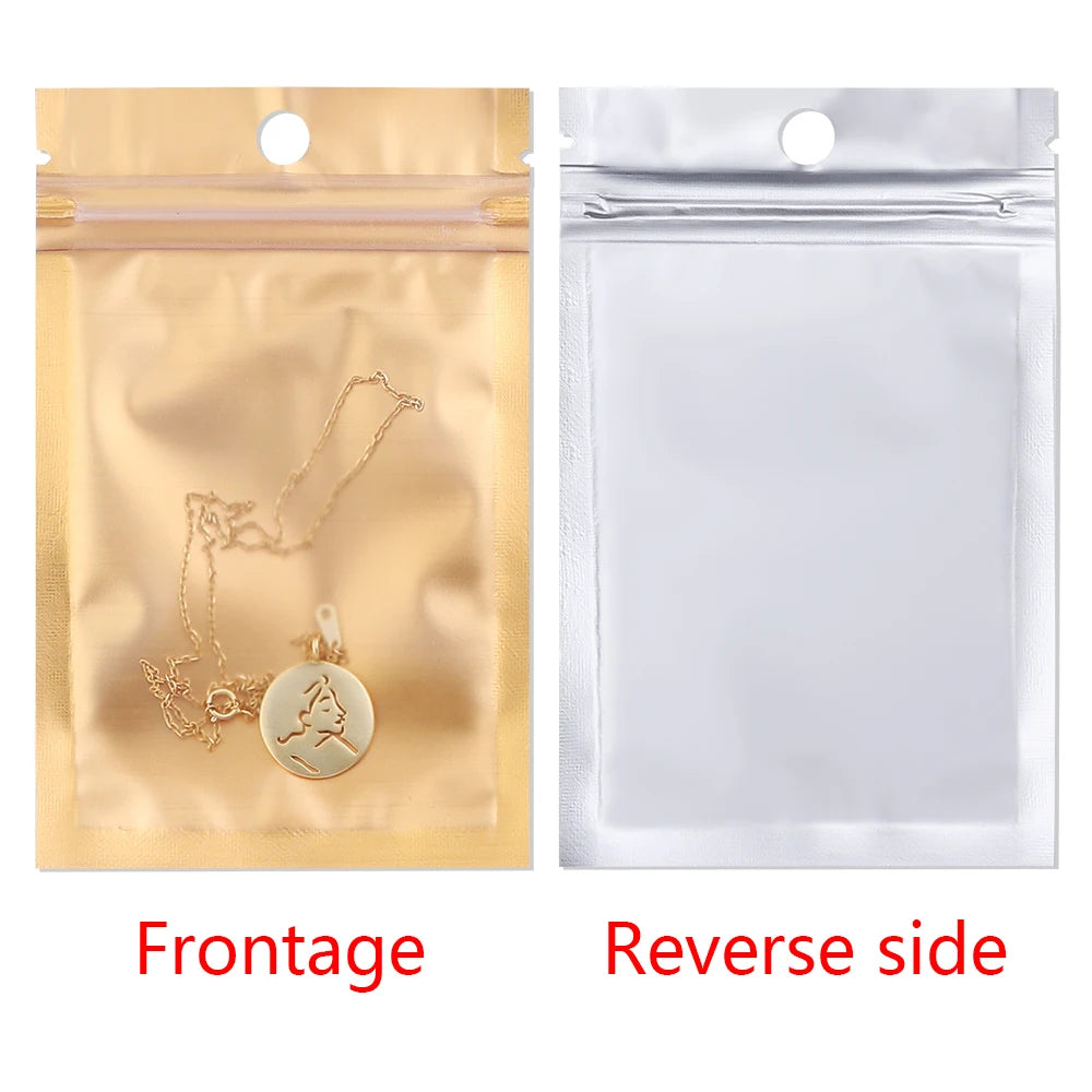 20-50Pcs/lot Gold Color Aluminum Foil Ziplock Bags Multi-size Jewelry