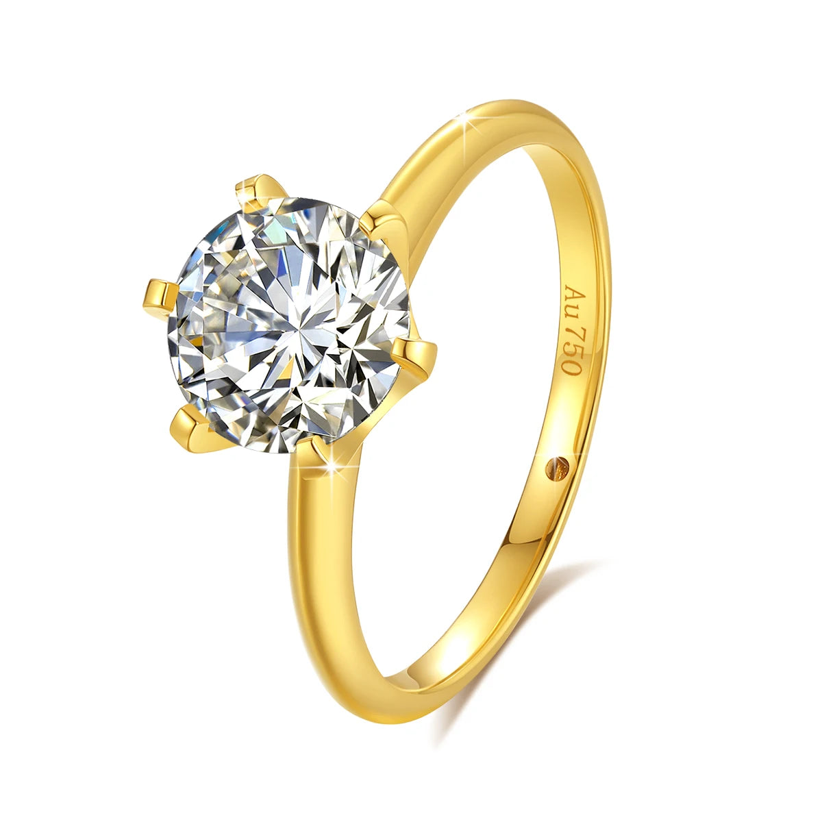 Pure 18k Gold Moissanite Ring Certified 1ct Round Luxury For Women