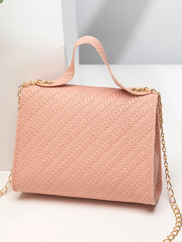 Embossing Chain Square Bag PU Leather Large Capacity Shoulder