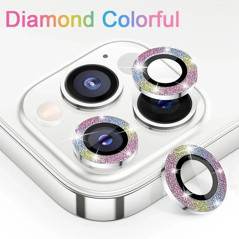 Camera Lens Protector For iPhone 11 12 13 Pro Max Mini 14 15 Pro Max Diamond Metal Protective