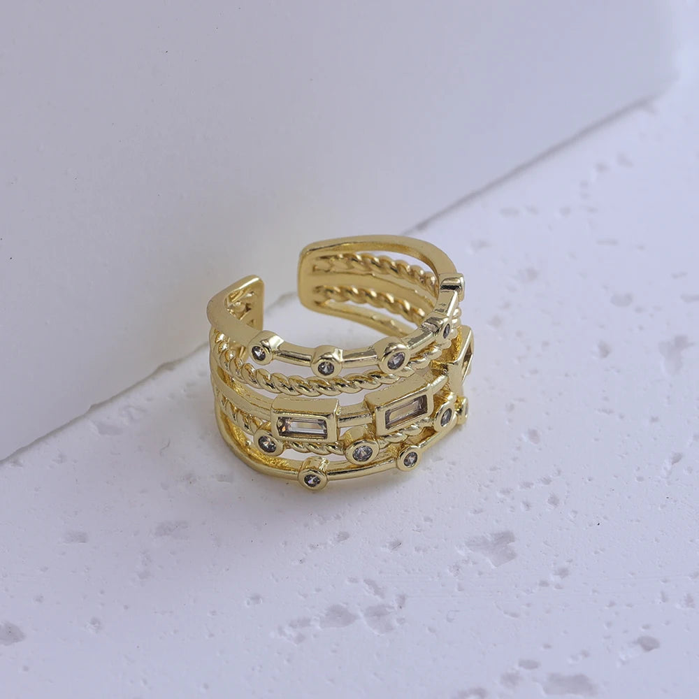 Stainless Steel 18 K Gold Plated Sun Rings for Women