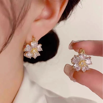 Flower Earrings Shiny Leaf Pearl Drop Earring