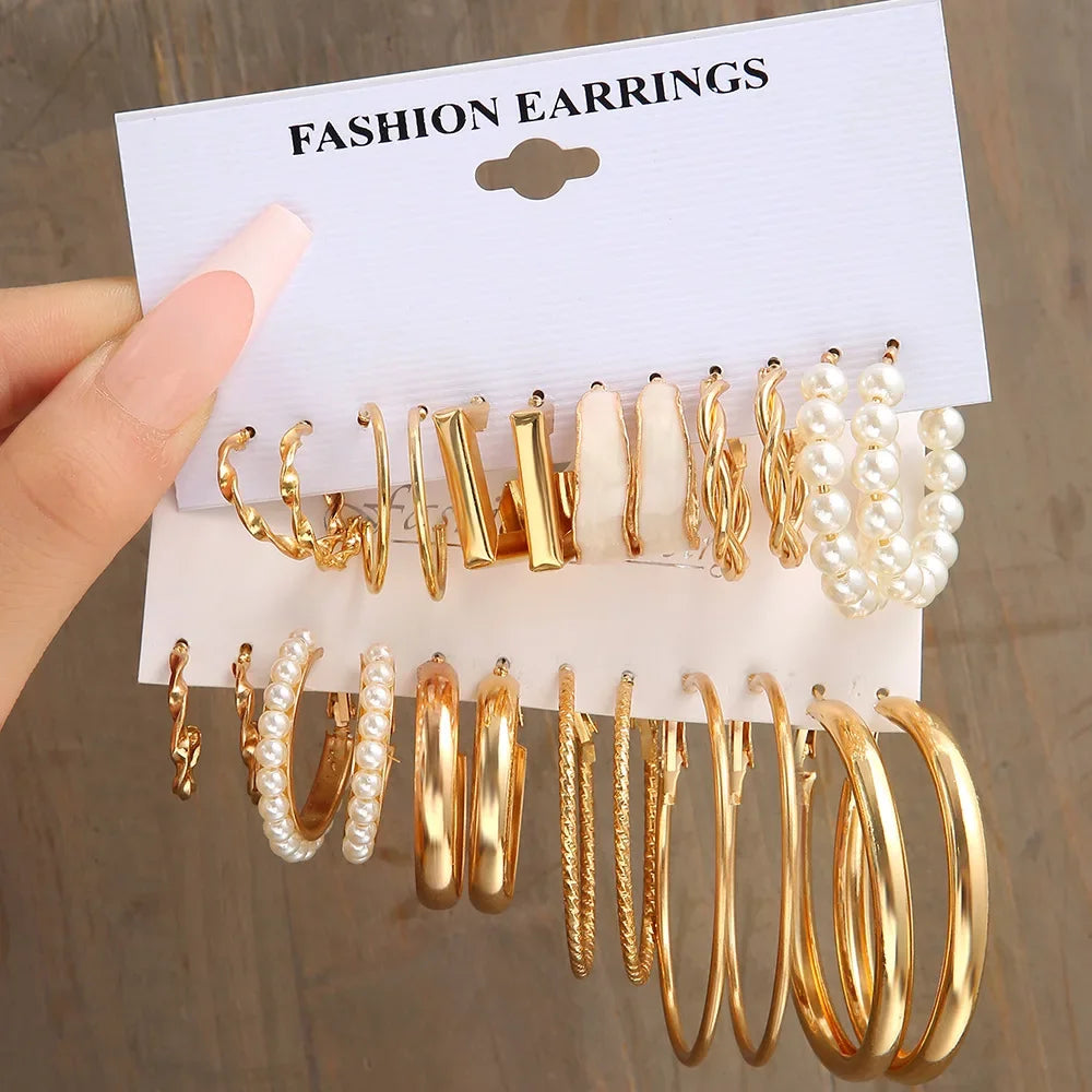 12 Pcs Boho Big Circle Hoop Earring Set for Women