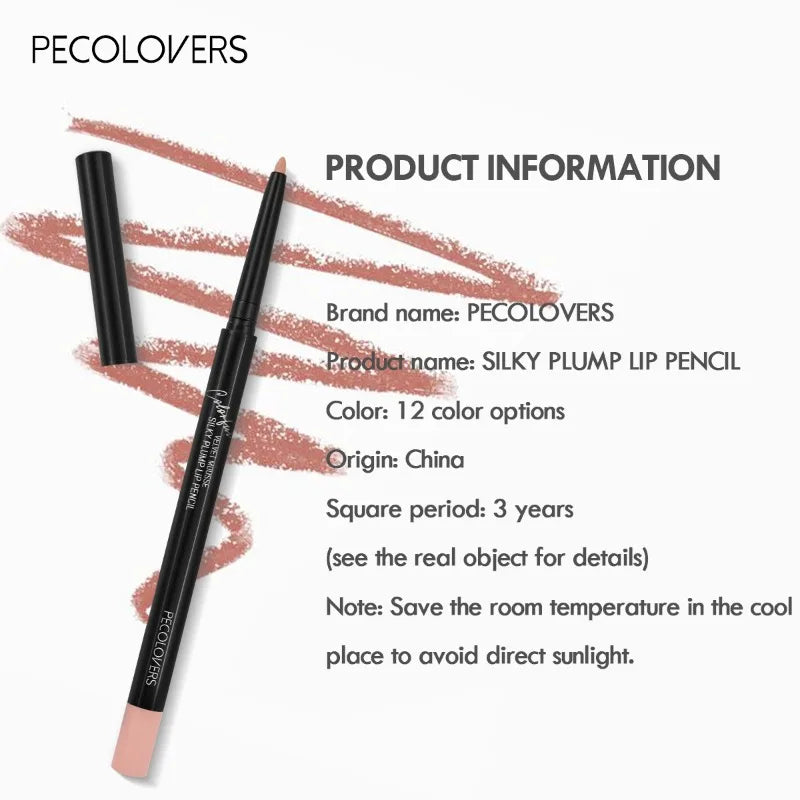 Waterproof Matte Lipliner Pencil Red Contour Tint 12 Colors