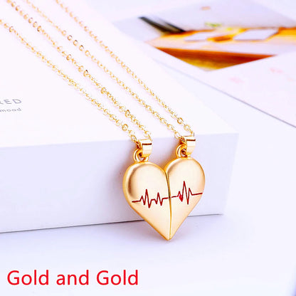 Good Simple Quality Couple Pendant Necklace Electrocardiogram