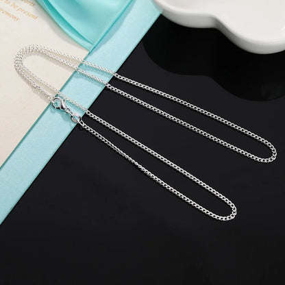 925 Sterling Silver Necklace 16/18/20/22/24/26/28/30 Inches 2MM String Chain For Women