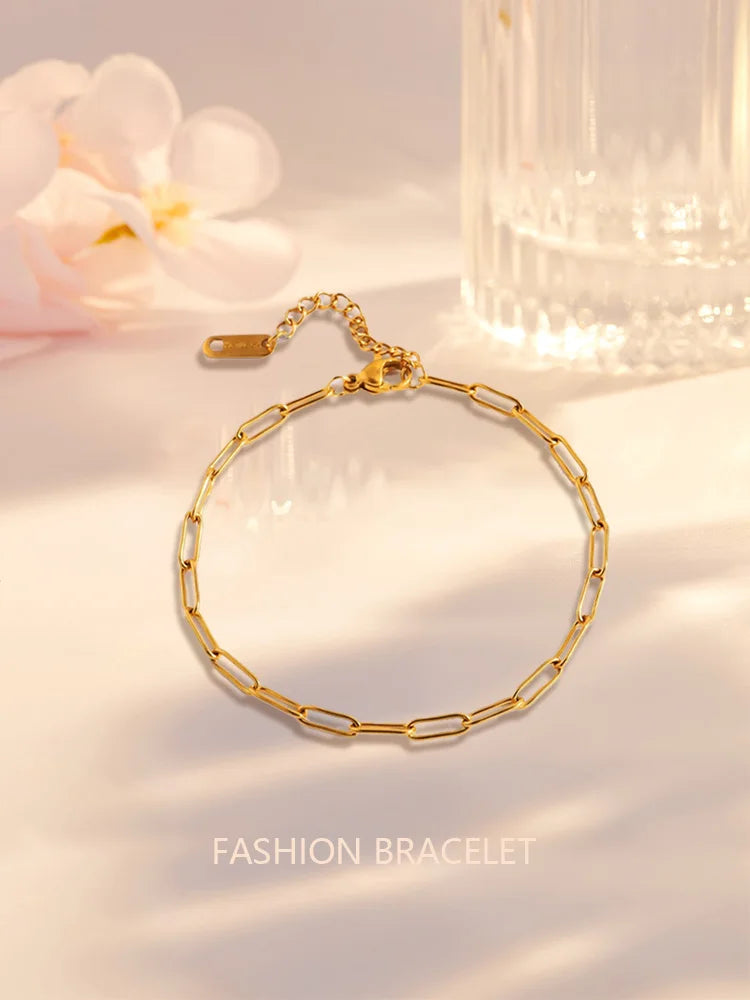 1pc Fashion Stainless Steel Simple Long Bracelet For Women