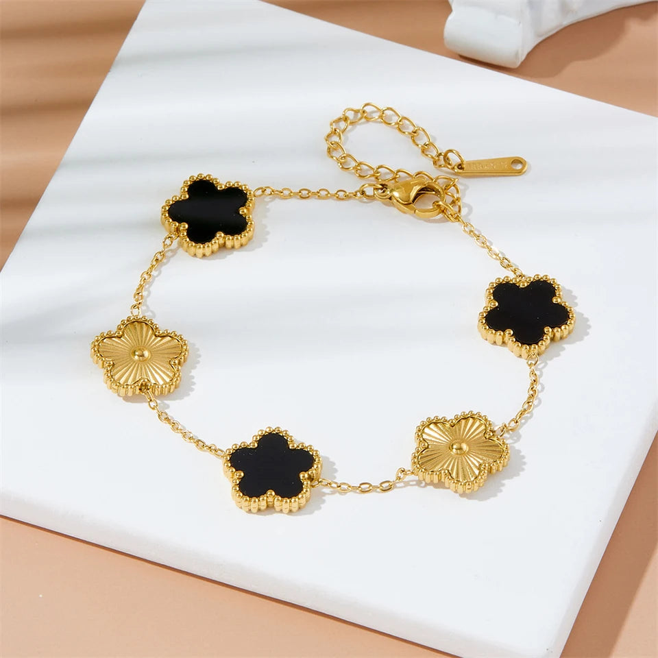 Stainless Steel Hot Selling Gold Plated Clover Charm Bracelet For Women