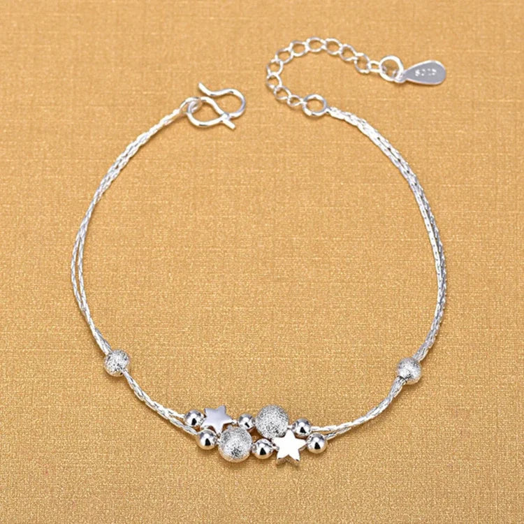 925 Sterling Silver Bracelet Partial Pearls for Women