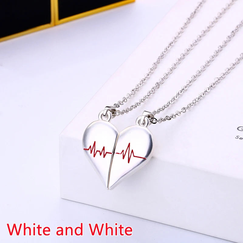 Good Simple Quality Couple Pendant Necklace Electrocardiogram