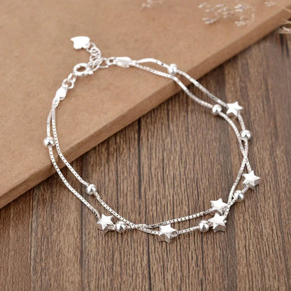 925 Sterling Silver Bracelet Partial Pearls for Women