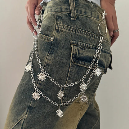 Jeans Pannts Chain Belts For Women Punk Metal Crescent