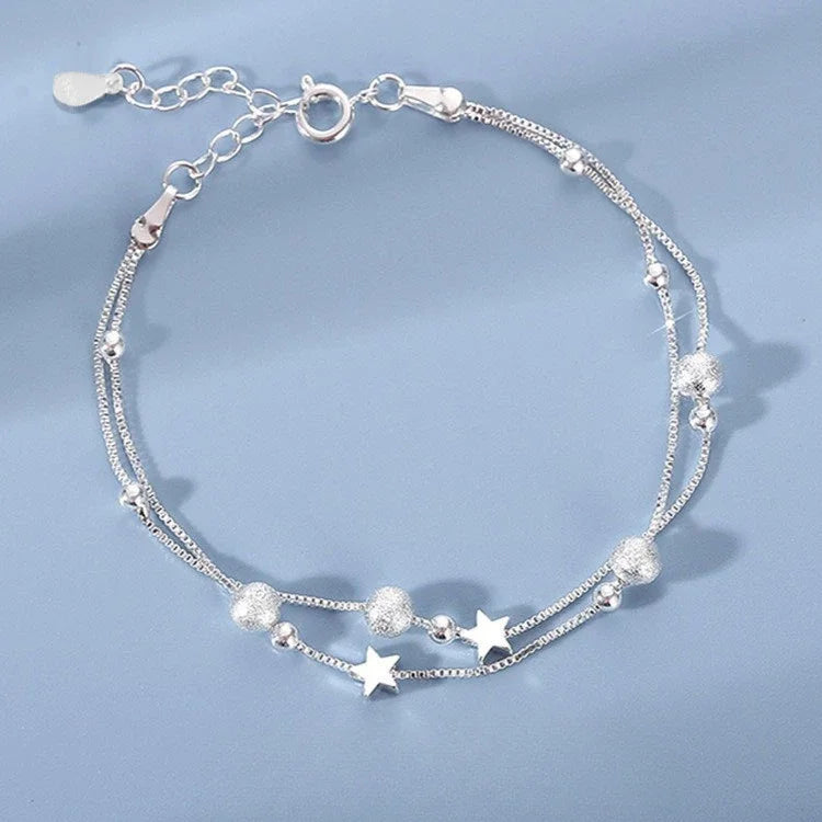 925 Sterling Silver Bracelet Partial Pearls for Women