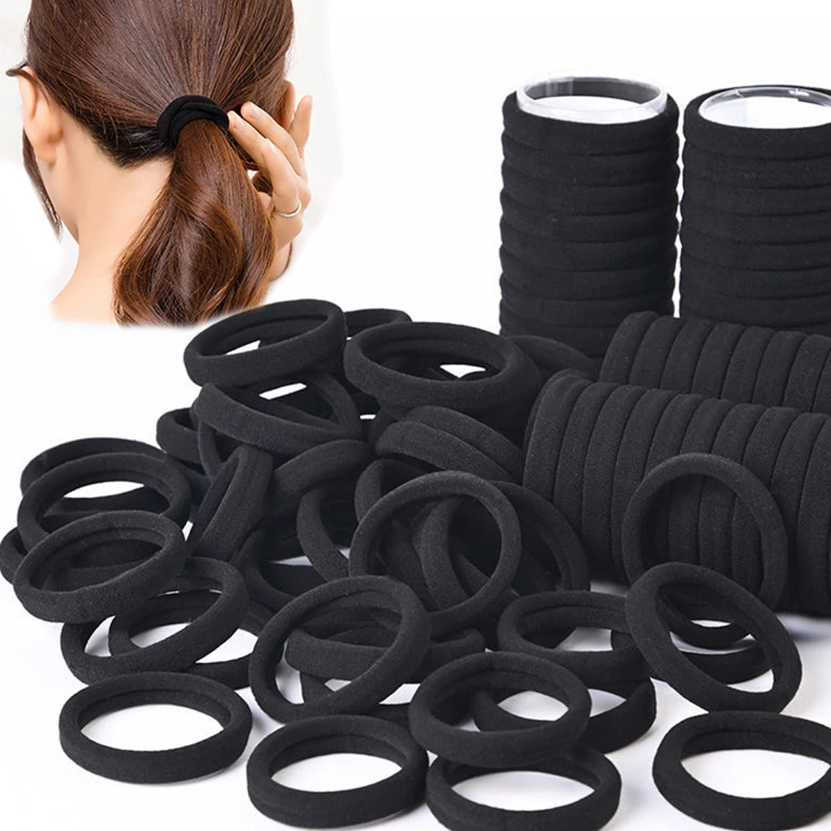 50/100pcs Black Hair Bands for Women Hair