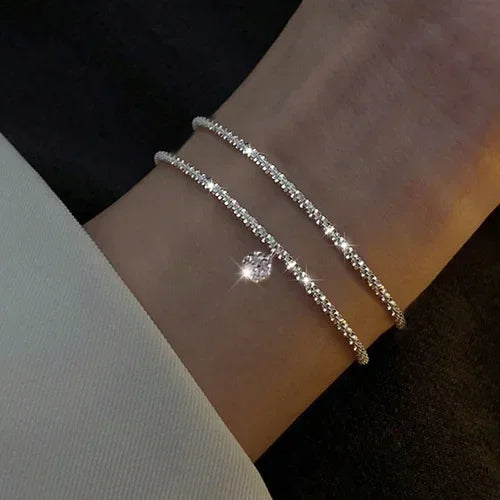 925 Sterling Silver Bracelet Partial Pearls for Women