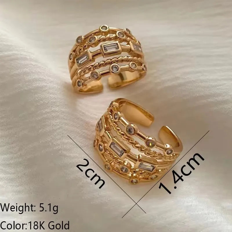 Stainless Steel 18 K Gold Plated Sun Rings for Women