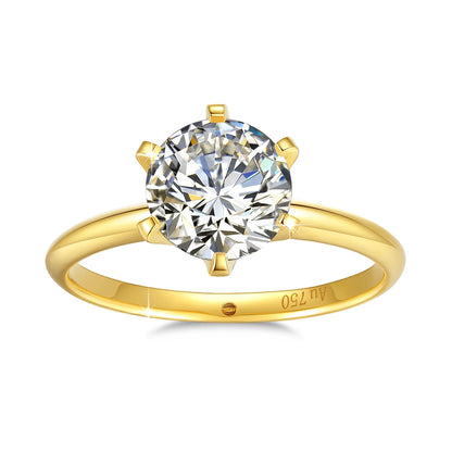 Pure 18k Gold Moissanite Ring Certified 1ct Round Luxury For Women