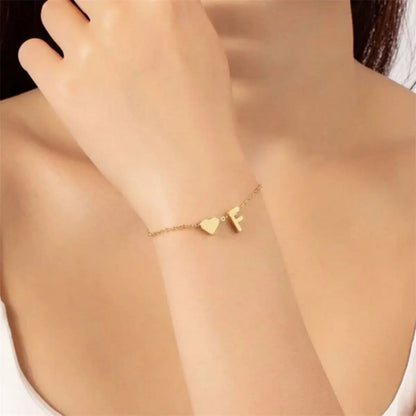 26 Letters Fashion English Initial Letter Heart Bracelet for Women